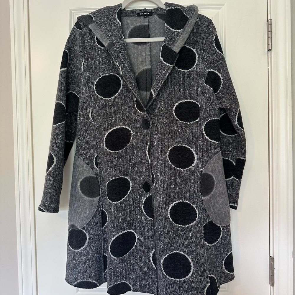 Damee Grey and Black Swing Coat - Size Medium